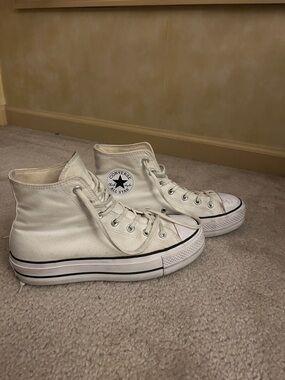 Converse High Top Sneakers in Off-White Canvas